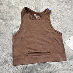 Bella Movement Slimming Fit Brown Cut Out Crop Top Size Large